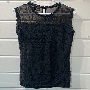 FancyQube Sheer black top size L